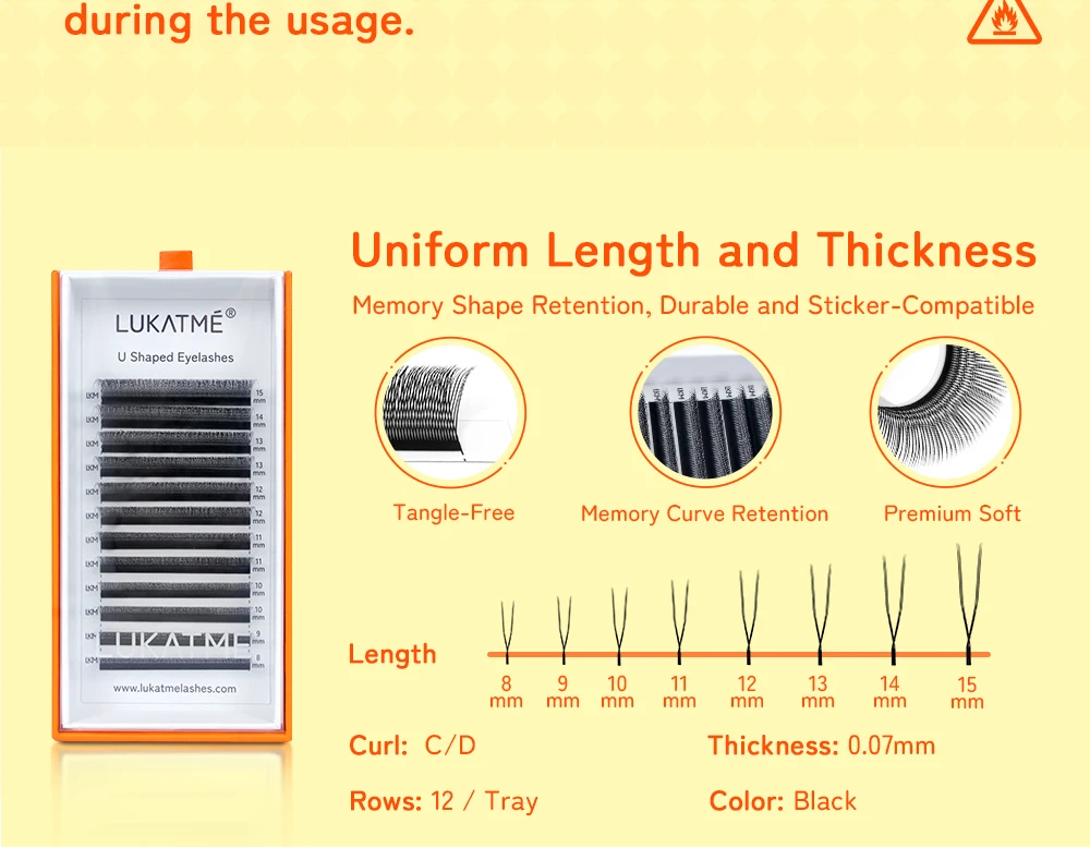 LUKATME U-Form YY Wimpern Weiche Natürliche Wimpernverlängerung in Gemischten Längen Komfortable Leichtgewichtige Fox U-YY Cosplay Make-up-Tools – Detail 4