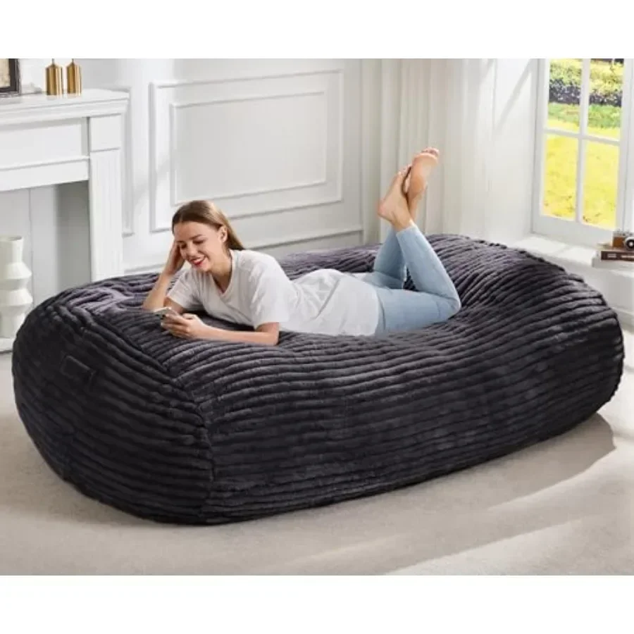 6Feet Bean Bag Chairs Adult Bean Bag with Portable Handle Comfy Bean Bag Lounge Chair with Removable Cover for Living Room Bedr