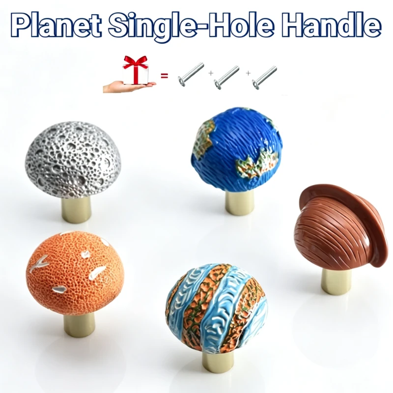 SHX Cartoon planet Earth Moon holding hands Single-hole handle Children's room coffee shop decoration Wardrobe bookshelf cabinet