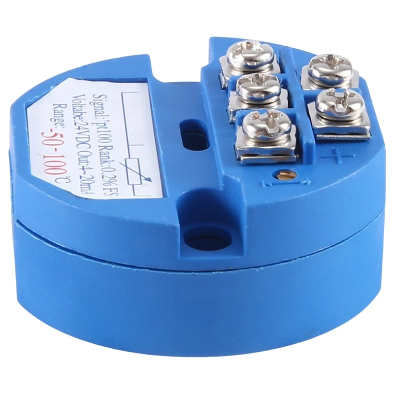 RTD PT100 Temperature Transmitter Module Thermal Resistance -50-100°C DC24V Output 4-20MA Easy Install