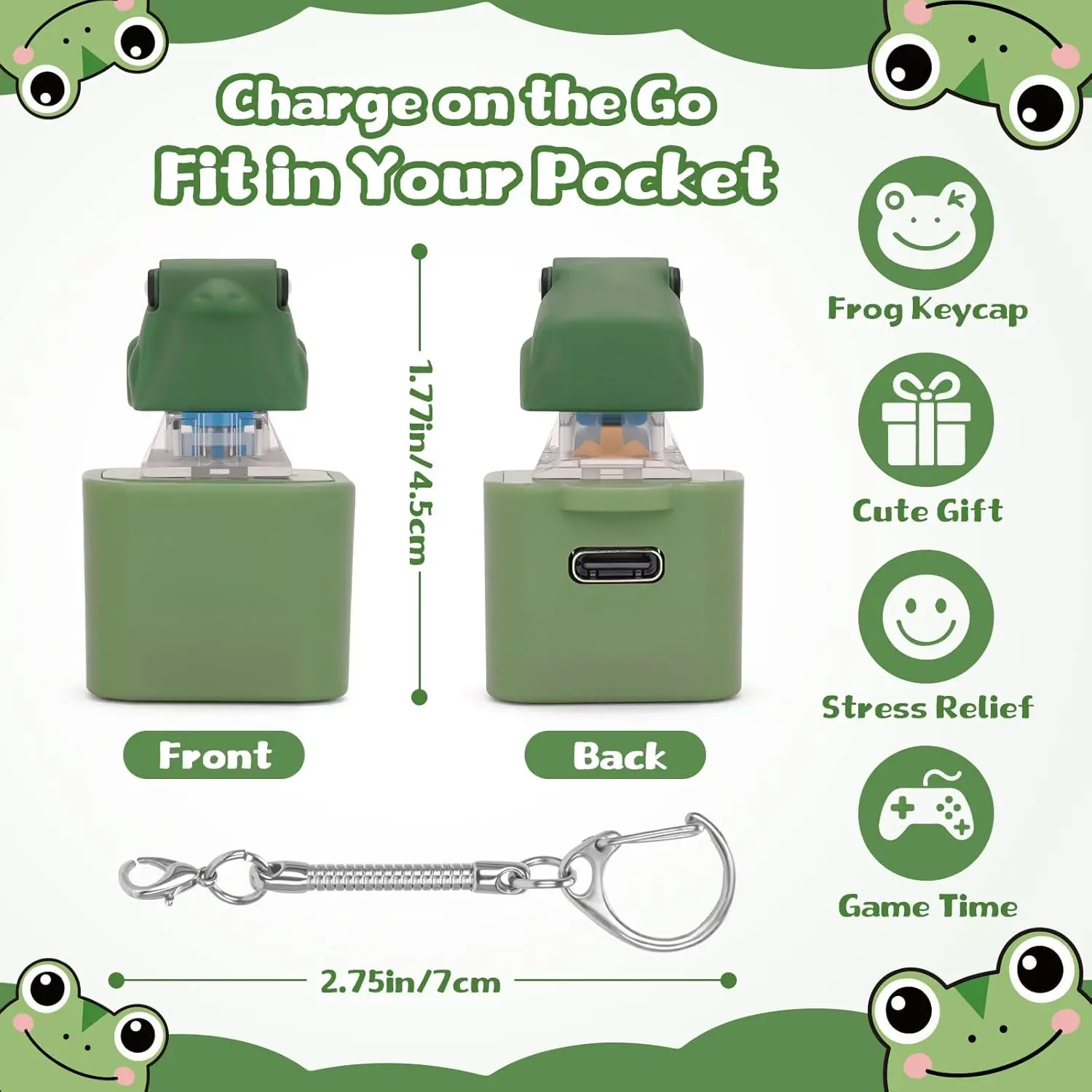 Keyboard Clicker Toy LED Light Up Duck Frog Squeeze Toy ASMR Tactile Fidget Keychain Office Anxiety Relief New view 4