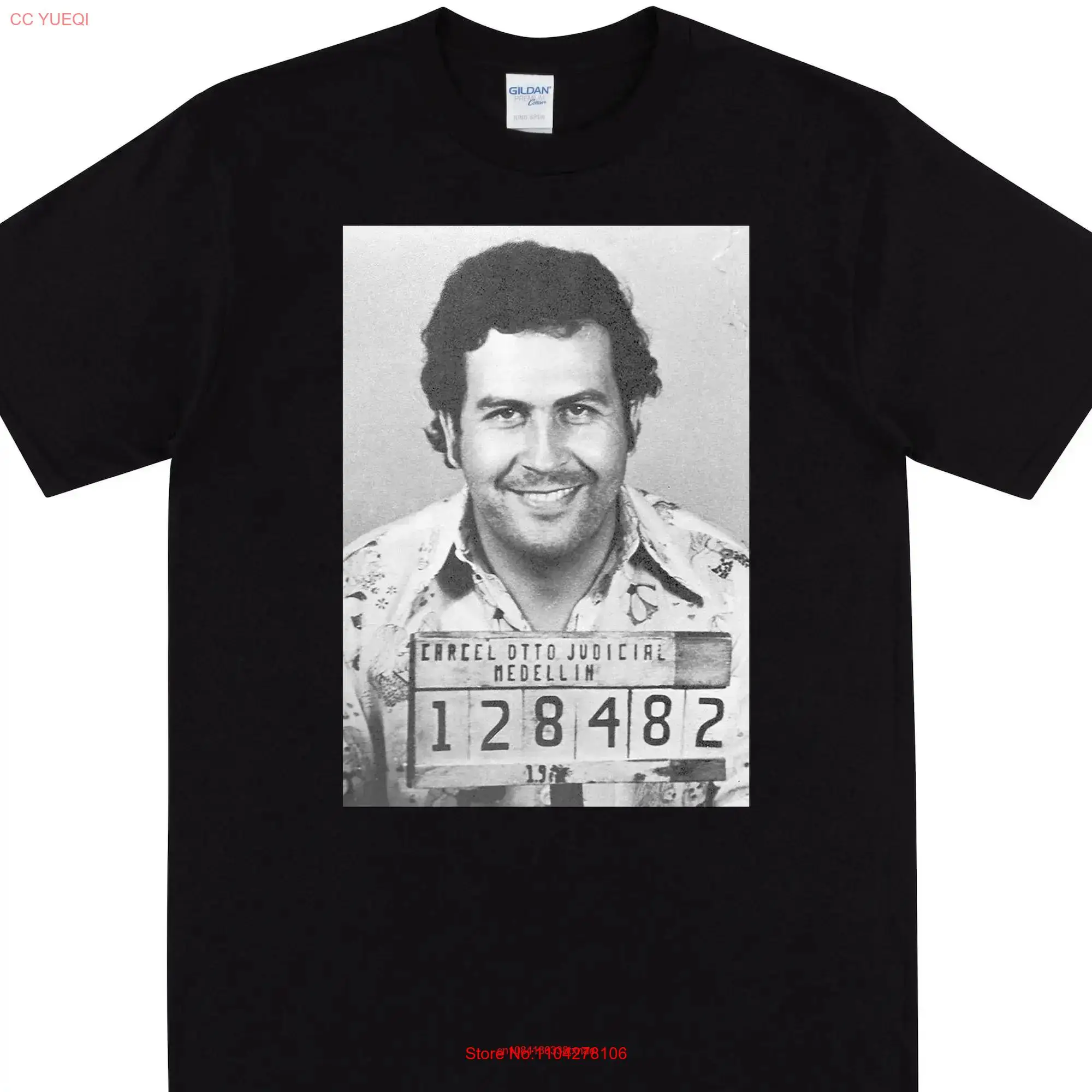 PABLO ESCOBAR MUGSHOT T shirt Medellin Cartel Bootleg With Picture Of El Patron long or short sleeves