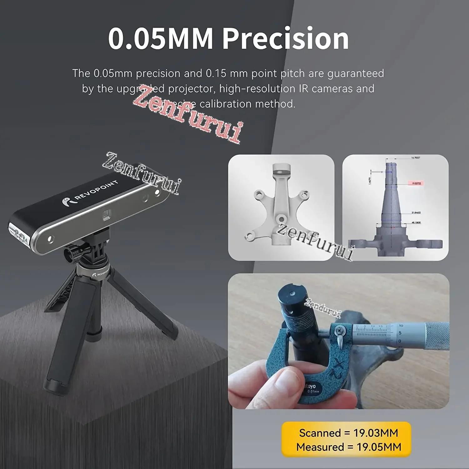 Revopoint POP 2  high-precision 0.05mm handheld 3D laser scanner for 3D printer