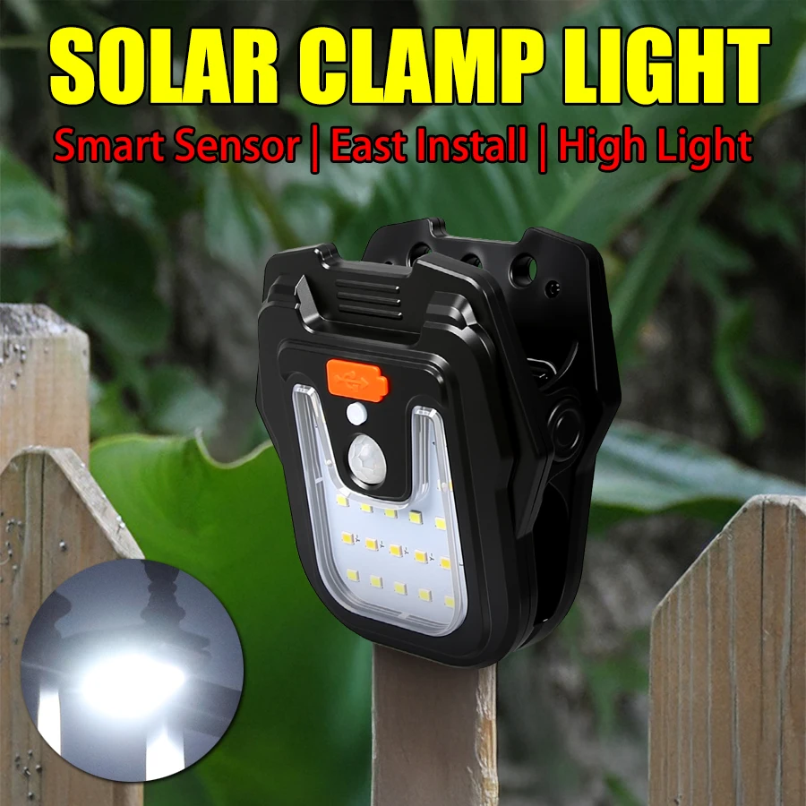 

Rechargeable LED Solar Garden Lights With Clip 4 Light Mode IP65 Waterproof Sensor Lamp For Courtyard Garden Fence Wall Camping