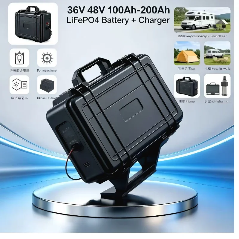 

Batterie Lithium LiFePO4 étanche 36V / 48V (100Ah-200Ah) avec module Bluetooth intégré, plus de 5000 cycles de décharge profonde