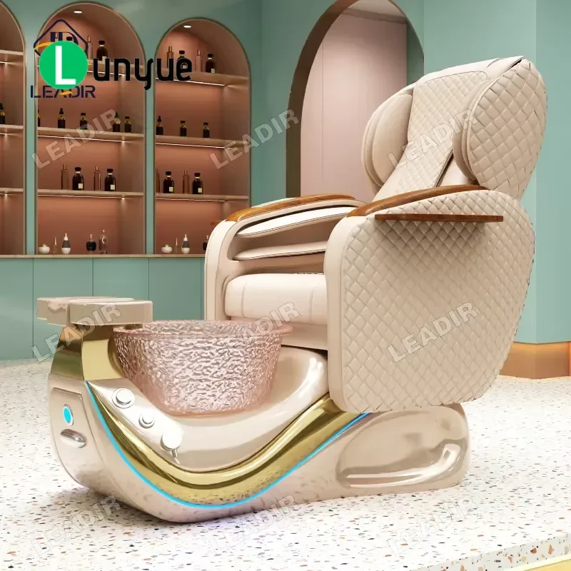 Luxury Stained Glass Pedicure Chair No Plumbing Required Foot Spa Massage Beauty Nail Art Shop Furniture Elegant Design