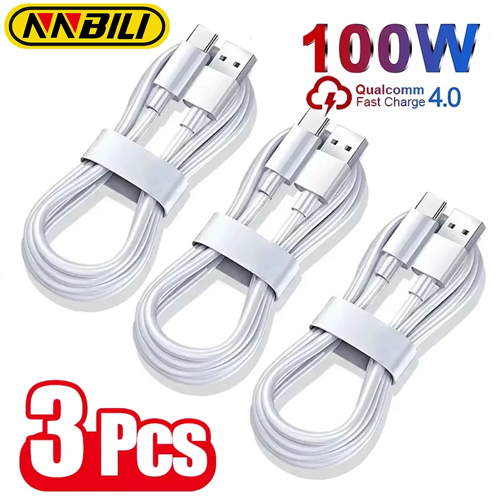 NNBILI 1-3PCS 10A 100W Type C Super Fast Charging Cable Data Cord For Samsung Huawei Xiaomi Redmi Quick Charing USB C Cables ﻿