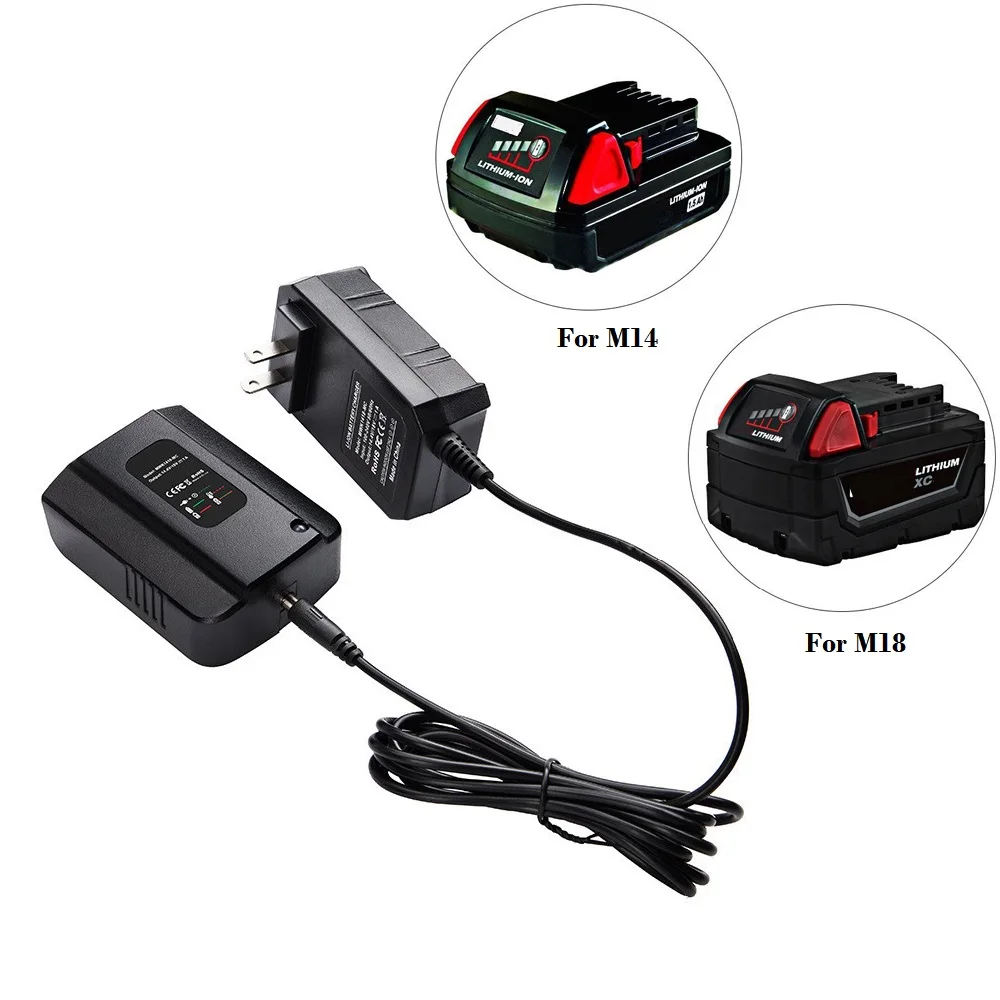 New 1A Current Li-ion Battery Charger Fast Charging For Milwaukee 14.4V 18V M18 M14 Lithium Electric Tools Safe High Quality