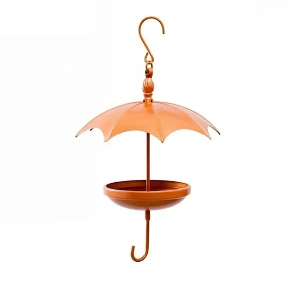 Iron Umbrella-Shaped Bird Feeder Vintage Rustic Bird Feeding Station with Rain Guard Weather-Resistant Hanging Platform Feeder