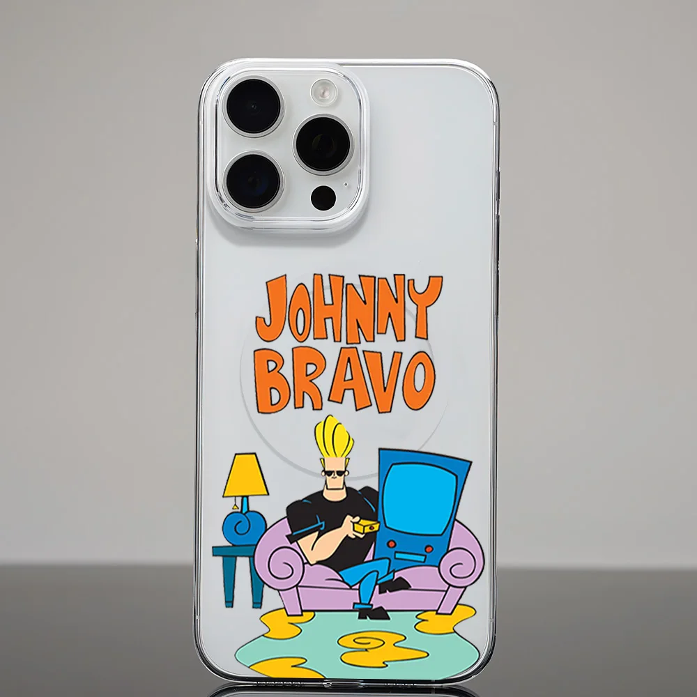 Johnny Bravo Cartoon Phone Case for iPhone 12 11 13 14 15 16 Max Pro Plus Magsafe Magnetic Wireless Cover