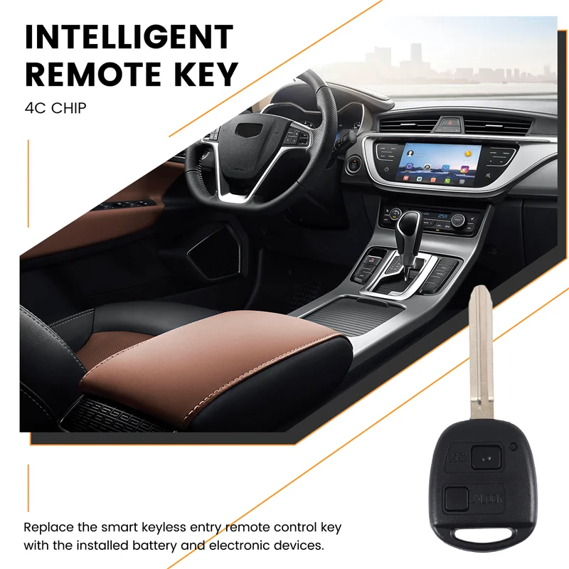 

A11M-автомобильный умный дистанционный ключ, 2 кнопки, 4C чип, автомобильный брелок, подходит для Toyota Corolla 2001-2007, 304 МГц