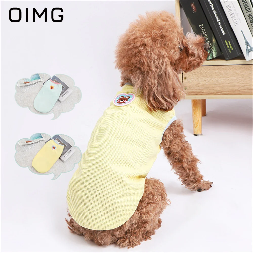 

OIMG INS Japan South Korea Summer Dog Vest Outdoor Cute Breathable Teddy Bichon Blue Cat Anti Hair Drop Small Dogs Clothes