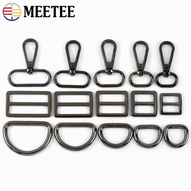 

2/5Sets Meetee 16-38mm Swivel Lobster Buckle D Ring Metal Clasp Webbing Carabiner Clip Hook Bag Strap Tri Glide Slider Hardware