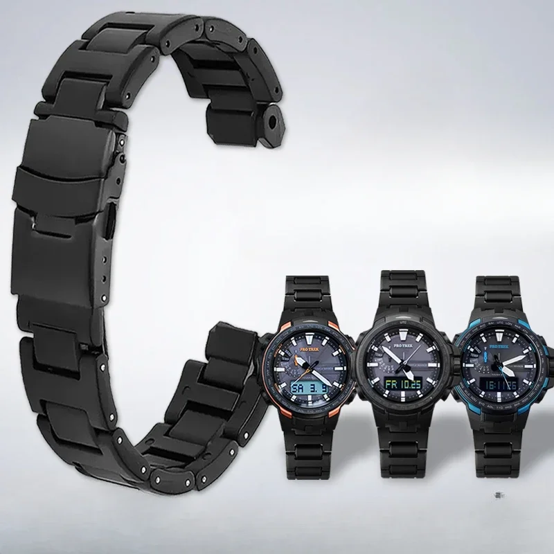 

For Casio Mountaineering Convex Watchbands PRW-6100/6000/3100/3000y Original Replace Composite Plastic Steel Accessories