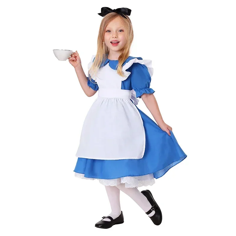 Alice Cosplay Kostüm Alice im Wunderland Kostüm Lolita Kleid Dienst mädchen Cosplay Fantasy Karneval Halloween Kostüme für Kinder