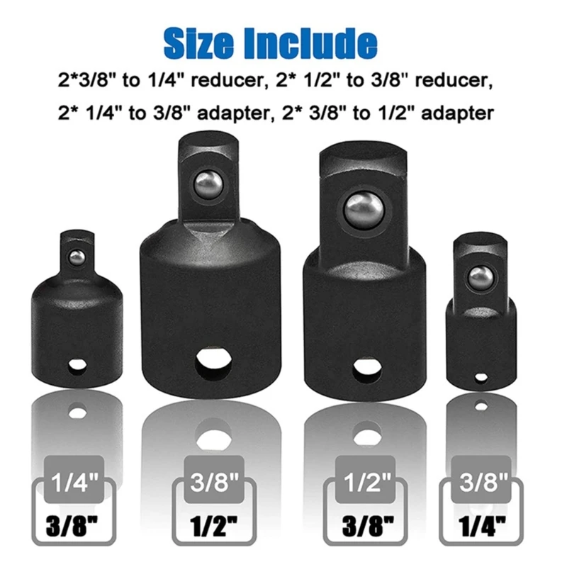 

4PCS Adapter Adapter Overdriver Converter Set "3/8" 1/4 "приводной шлепа