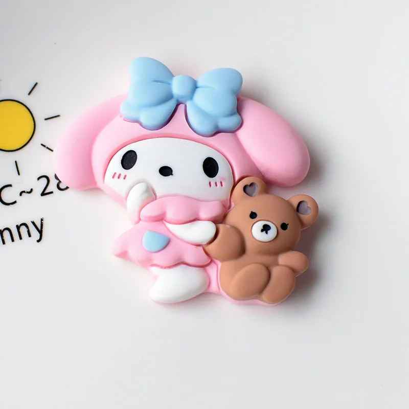 10pcs My Melody 3D Resin Sanrio Cartoon DIY Accessories for Hairbows Phone Shell Craft Handmade Materials