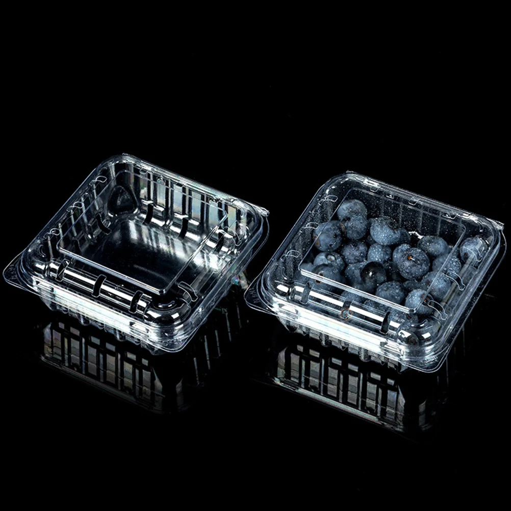 

40PCS Transparent Packing Box Thickened Square Breathable Packing Box Disposable Fruit Box Plastic Uptake PET Packing Box