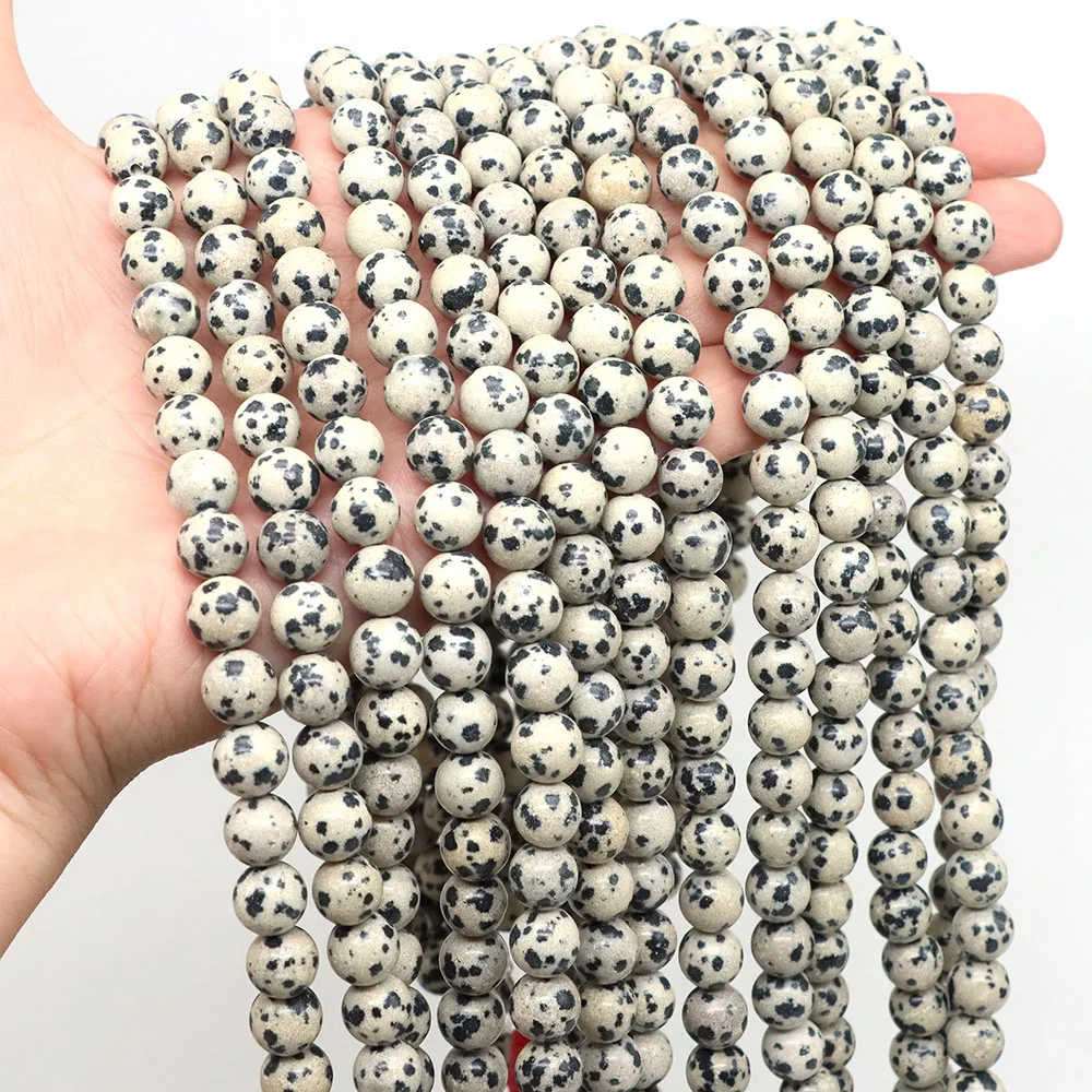 Natural Stone Dalmation Jasper Round Loose Bead 15' Strand 2 3 4 6 8 10mm Pick Size Bead for Jewelry Making DIY Bracelet