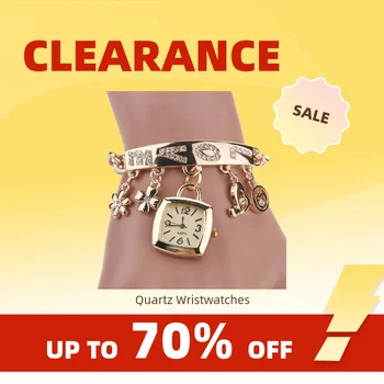 Clearance_Zegarki damskie z literami inkrustowane kryształkami bransoletka z łańcuszkiem wisiorek w kształcie kwiatu zegarek na rękę damskie zegarki do sukni prezent Zegar