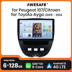 AWESAFE Wireless CarPlay Android 13 Radio For Peugeot 107 Toyota Aygo Citroen C1 GPS Navigation Stereo Car Intelligent Systems