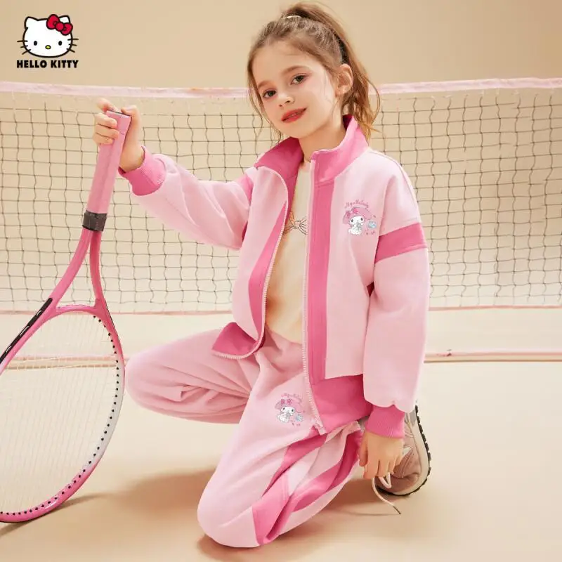 

Sanrio Hello Kitty Licensed IP Collaboration Two Piece Set Cotton Girls Older Kids Spring Color Block Sweet Style New Arrival