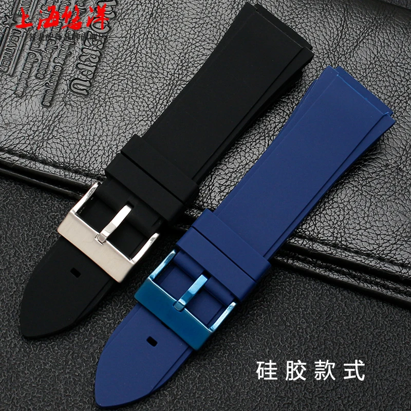 New Genuine Leather Watchband 22mm Silicone watch bracelet for GUESS W0040G3 W0040G5 W0247G3 Blue Wrist band men\'s watch strap