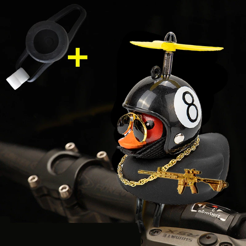 Auto Nette Kleine Gelbe Ente Mit Helm Propeller Wind-brechen Welle-brechen Mit Spielzeug Pistole Ente Fahrrad Motorrad auto Zubehör – Detail 15