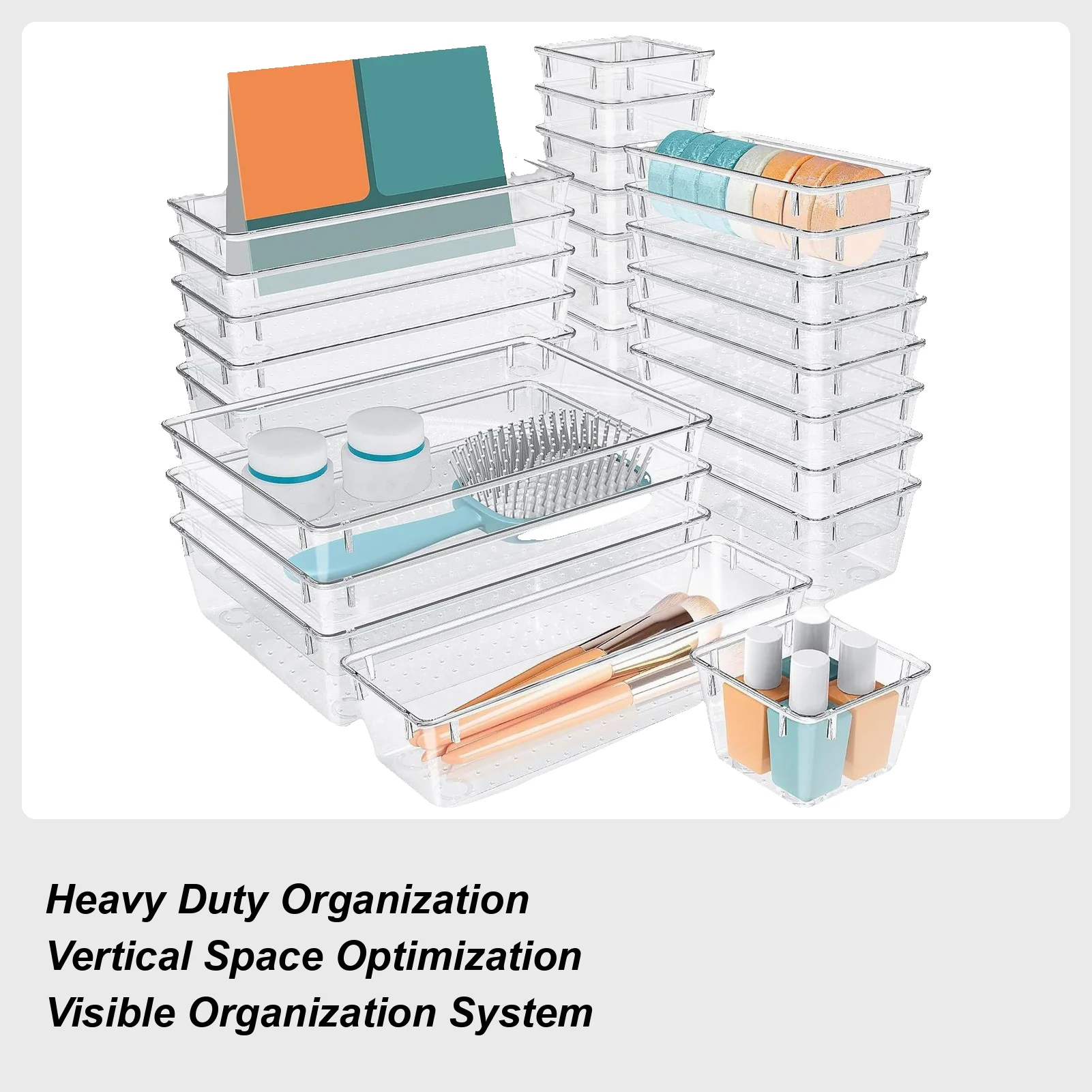 

Drawer Organizer Tray Clear Drawer Organizers Dividers Set 4 Sizes 25 Pieces Containers Box Organization Storage Bins For