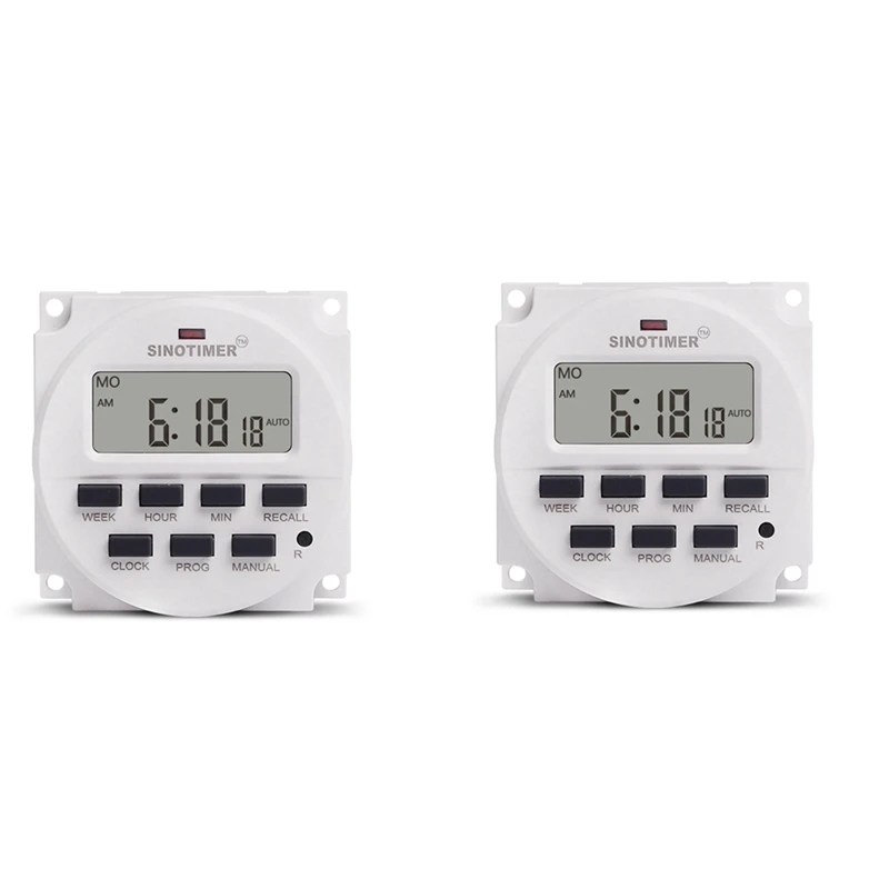 SINOTIMER Temporizador Digital Programável Interruptor, Relé Dentro e Função Tempo de Contagem Regressiva, 2X Tm618n-2, LCD, 1.6 ", 220V AC, 7 Dias