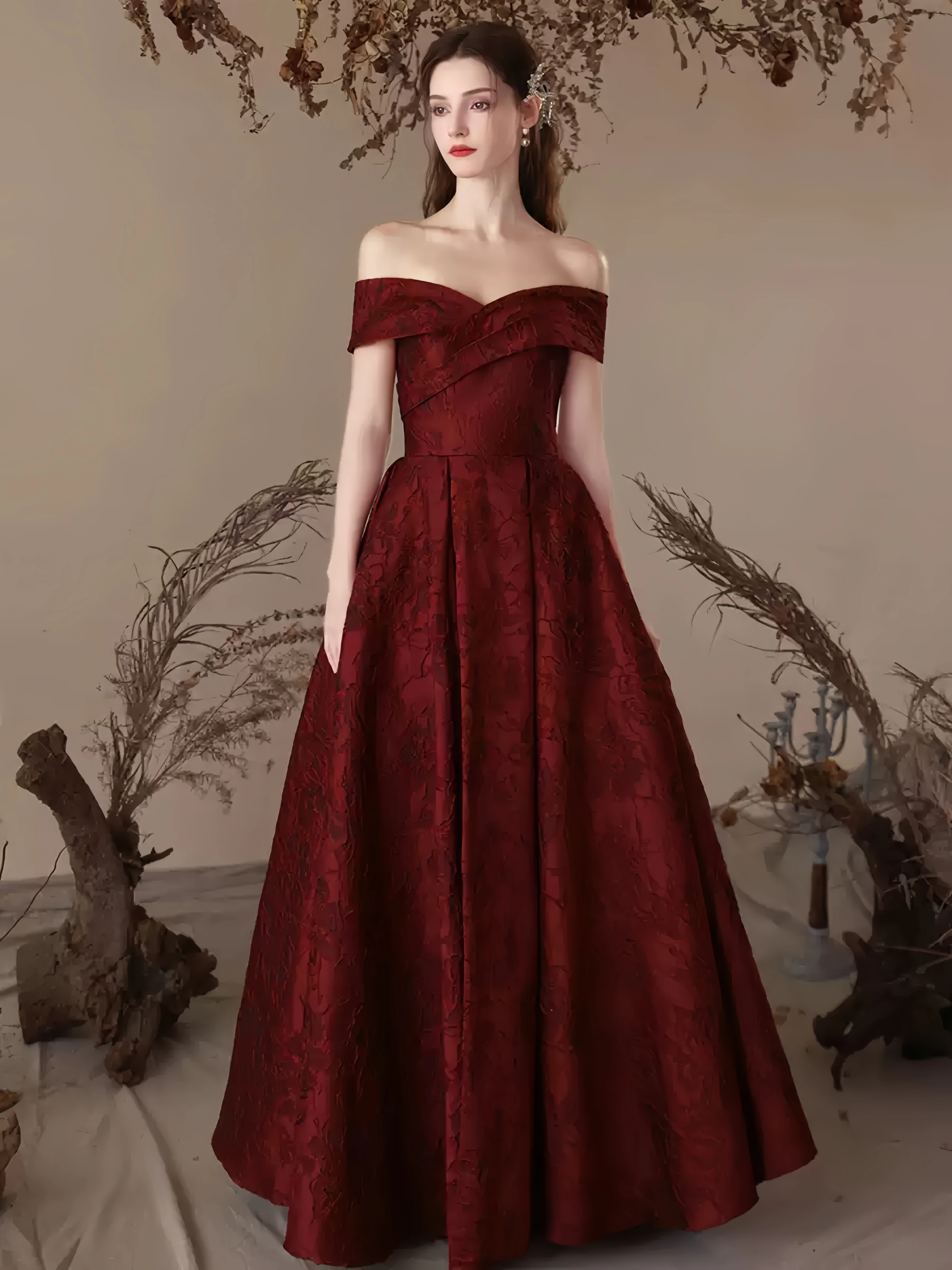 ​​Luxurious Prom Dress With Red One Shoulder Three-Dimensional Waist Cut Suitable For Women's Formal Banquet  Evening Dresses