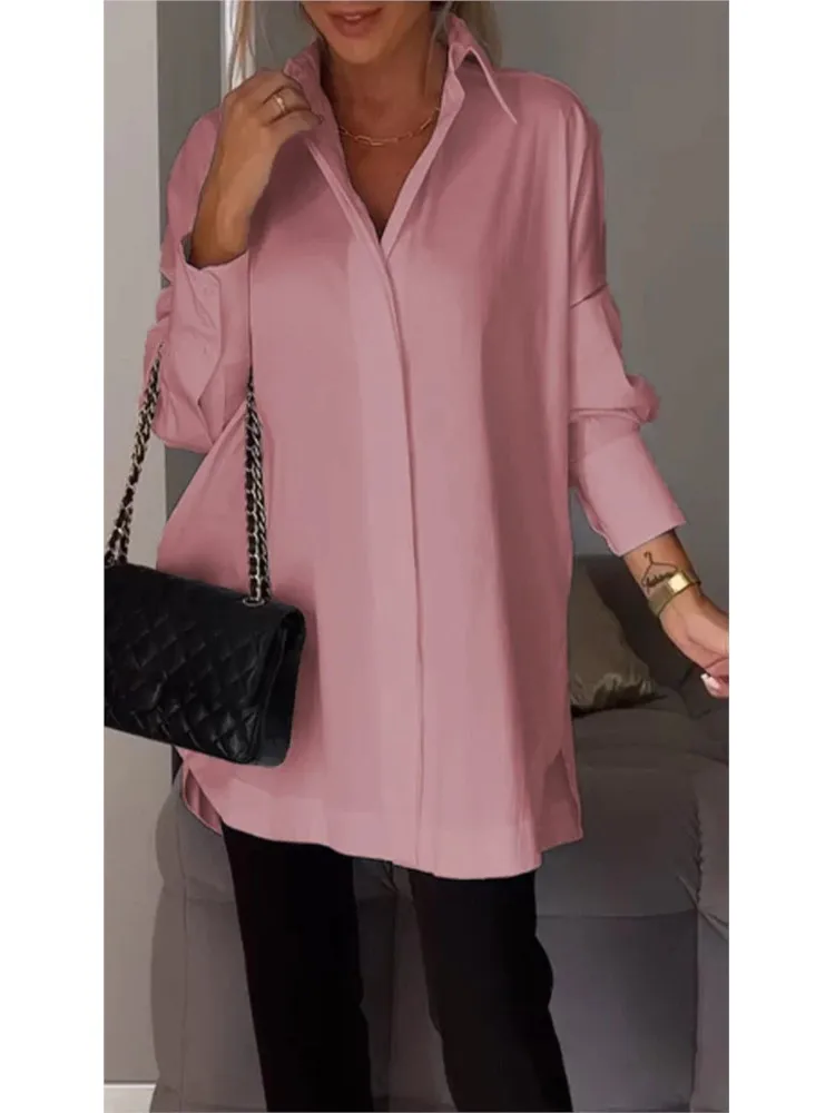 2025 New Casual Pullover Long Shirt Blouse Women Spring Autumn Fashion Irregular Long Sleeve Shirts Tops Femme White Females