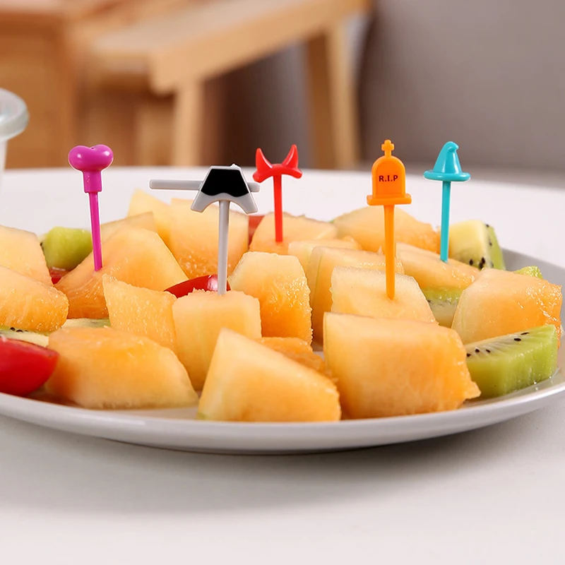 4/5 Stuks Fruit Vork Mini Cartoon Kinderen Snack Cake Dessert Stoker Tandenstoker Bento Lunches Feest Decoratie Halloween