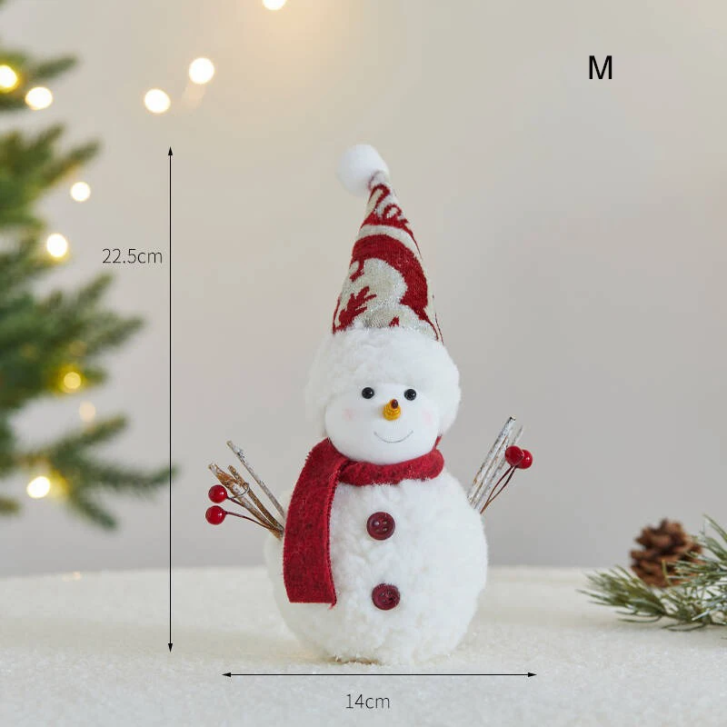Christmas Snowman Doll Comfortable Foam Flannelette Snowman Plush Knitted Ornament Knitted Snowman Decoration Pendant For Gift