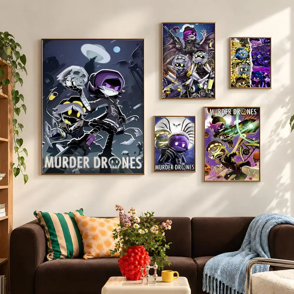 Animation Murder Drones Uzi N Poster Self Adhesive PP Wall Art HD Gaming Room Bedroom Living Room Decor Apartment Gift