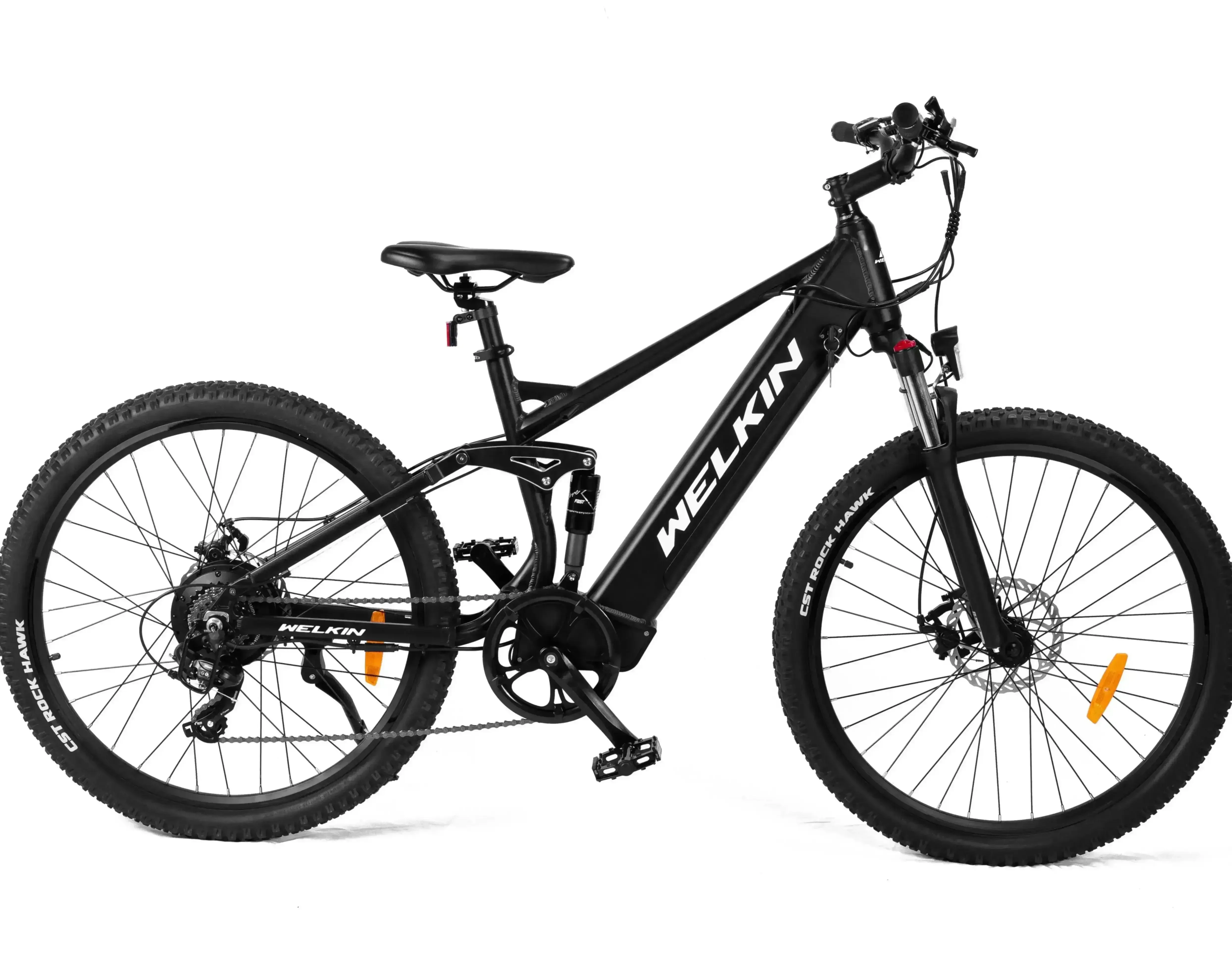 New EU UK Stock Welkin WKES002 27.5Inch Electric Mountain Bike Full Suspension 250W 48V10.4AH Lithium Removable Battery E-bike