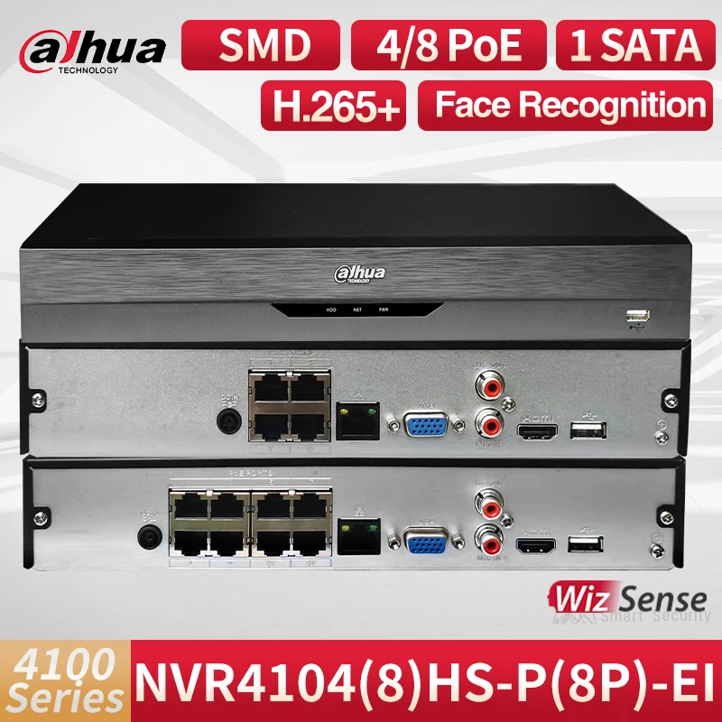 dahua wizsense 4k nvr canais poe gravador de video camera ip sistema inteligente reconhecimento facial smd nvr4104hs p ei nvr4108hs8p ei 01