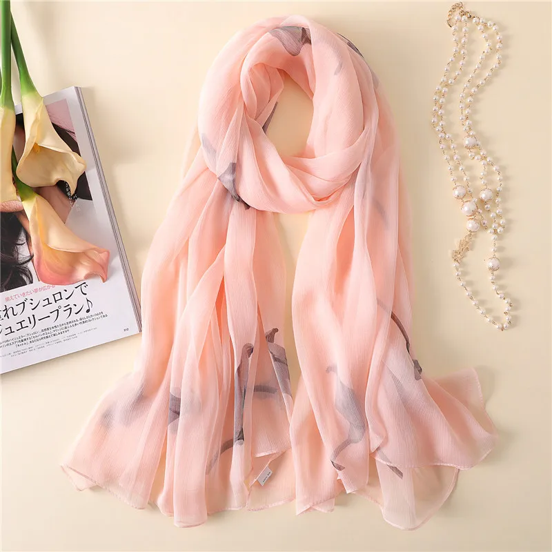 Muslim Spring and Autumn New Horseshoe Lotus Smooth and Wrinkled New Sunscreen Scarf Elegant Decoration Air Conditioning Shawl