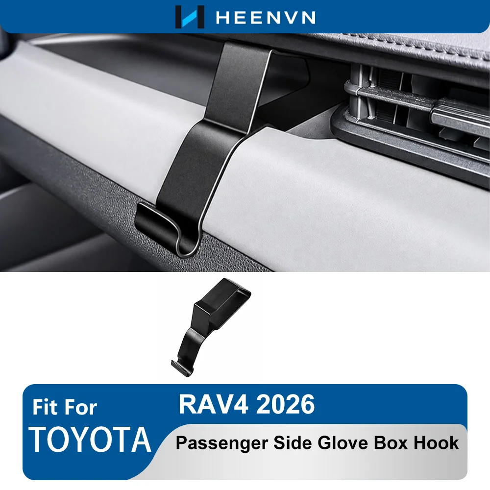 Passenger Side Glove Box Hook For Toyota RAV4 2026 ABS Black Car Bag Hanger Holder Dashboard Storage Hook Interior Accessories