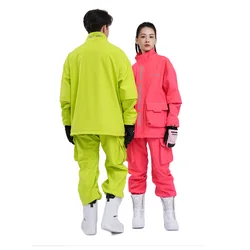 Conjunto de esquí reflectante deslumbrante para hombres y mujeres, a prueba de viento, impermeable, chapa cálida, ropa de nieve dividida, Invierno