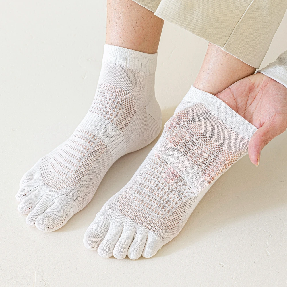 5 Pairs Five Finger Socks Men Summer Mesh Toe Socks with Separate Fingers High Quality Cotton Ankle Socks Sports Running