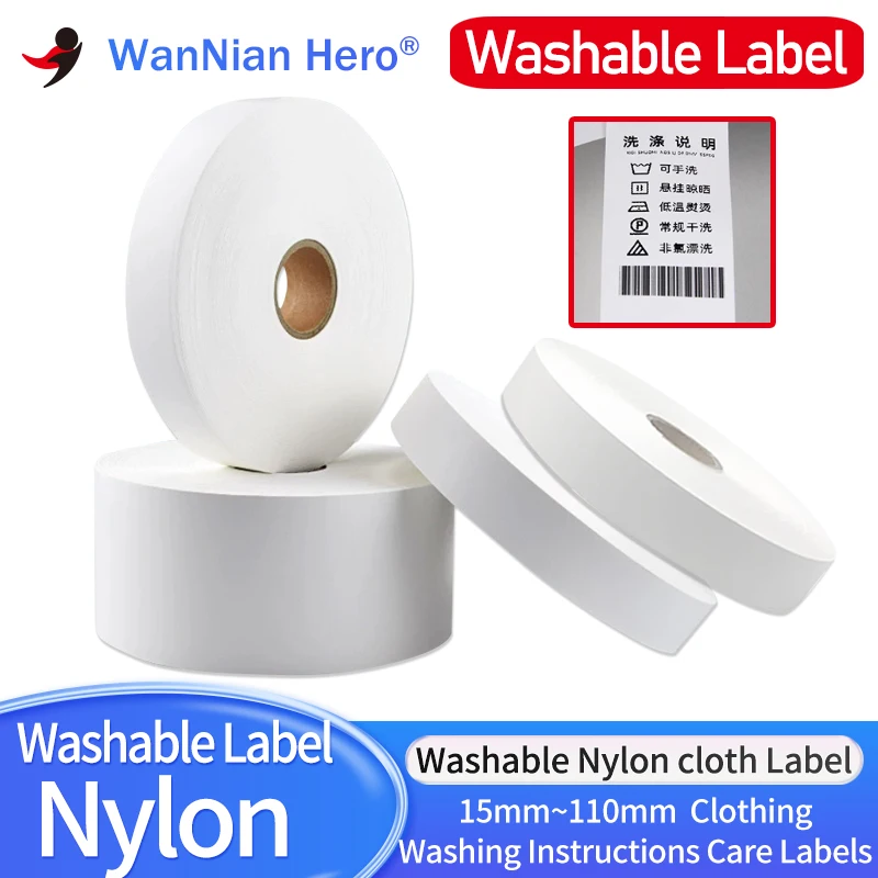 15mm 20 30 40 50 60 70 80 90 110mm 200m Wash Nylon Label Clothing Washing Instructions Care Labels Washable Nylon cloth Label