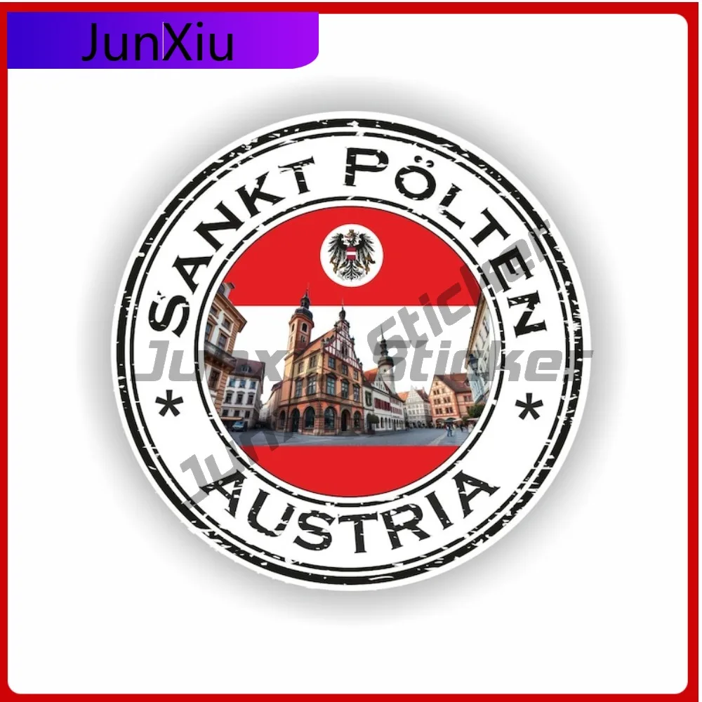 

Sankt Polten Austria Seal Sticker Cute Camper Car Waterproof Exterior Parts Vinyl Decal For Car Truck SUV Window Bumper Laptop