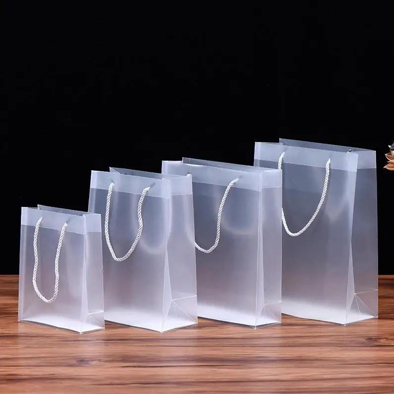 8 Size Frosted PVC plastic gift bags with handles waterproof transparent PVC bag clear handbag party favors bag ni99