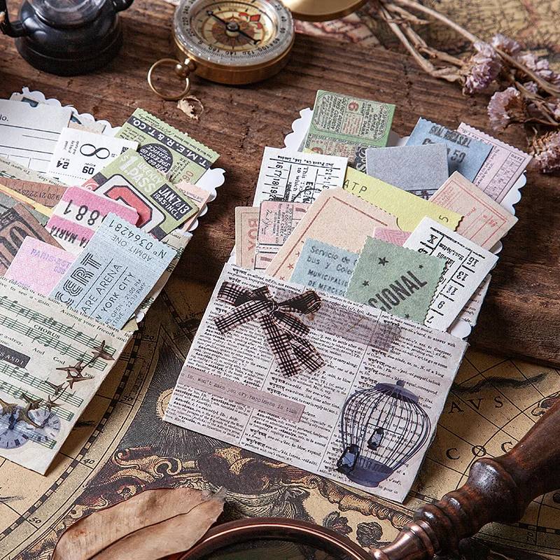 400 Pcs Vintage Time Ticket Collection Record Bills Large Pack Pack Junk Journal Scrapbooking Decoration Material Life Paper