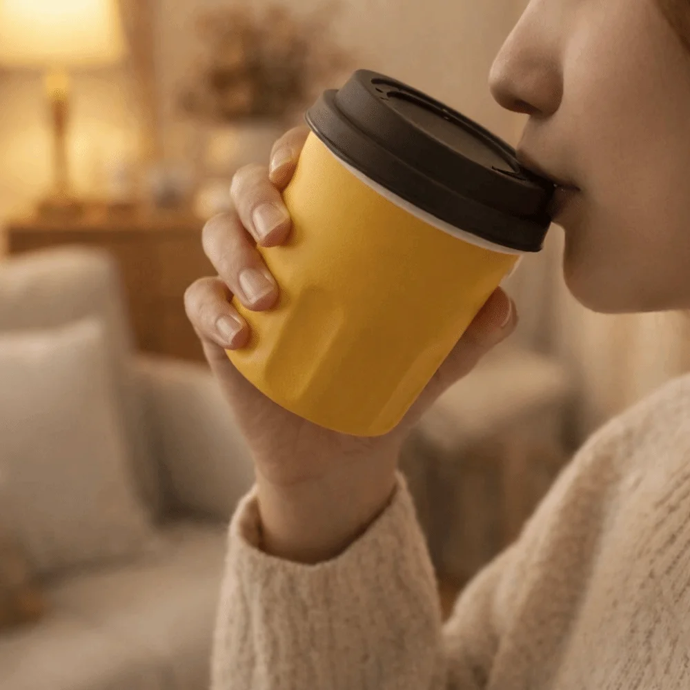 

Breakfast Milk Cup 350ML Pocket Coffee Cup Leak Proof Ceramic Mini Water Cup with Lid Travel Mug Office