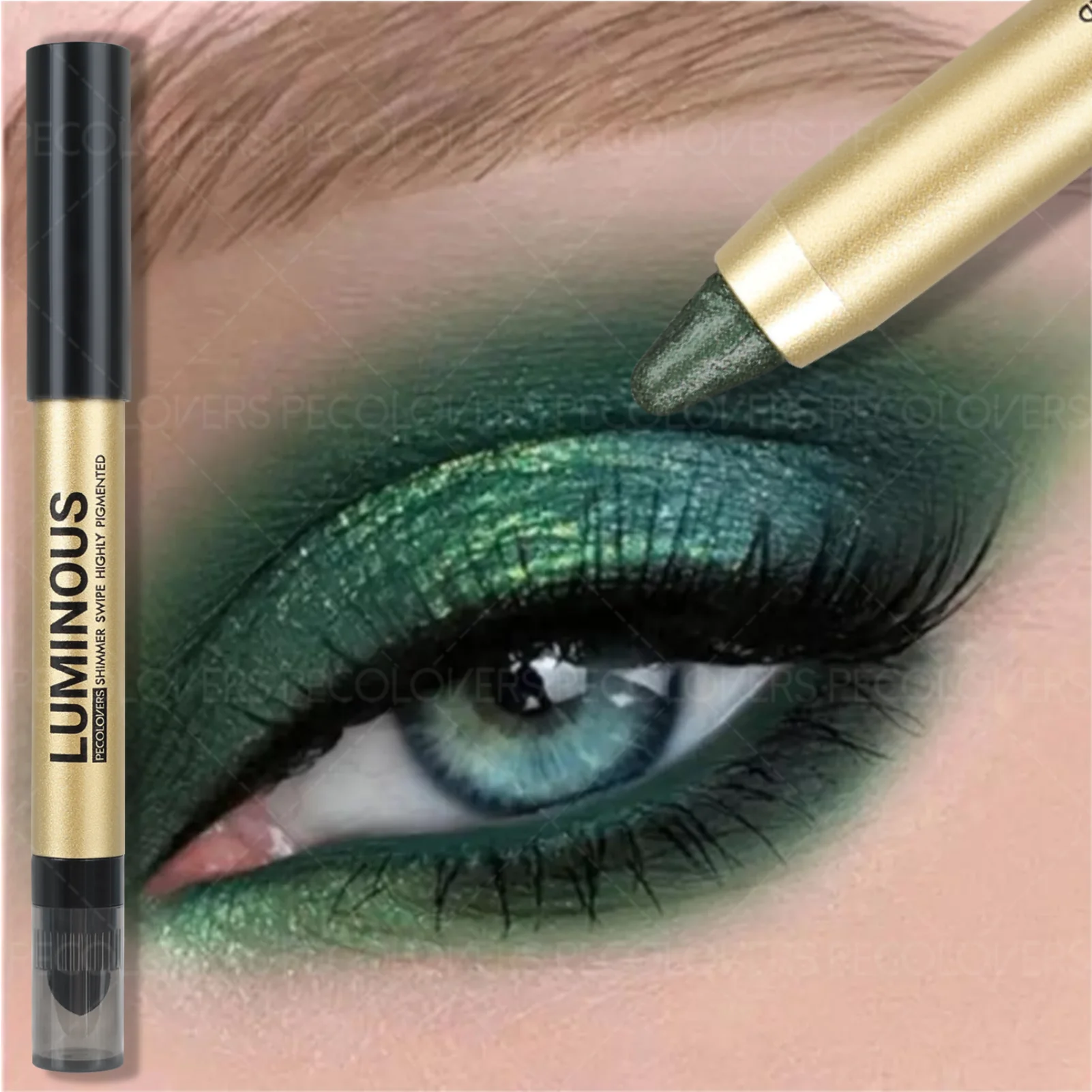 1PC ダブルヘッド シマー グリッター アイシャドウ ペンシル - 輪郭を整えるレイジー アイシャドウ スティック、女性へのギフトに最適