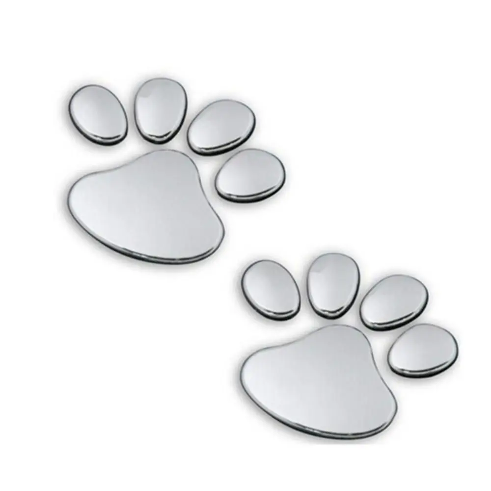 100% Silver 3D Body Bear Decal Prints Window Car Foot Paw Bumper Animal