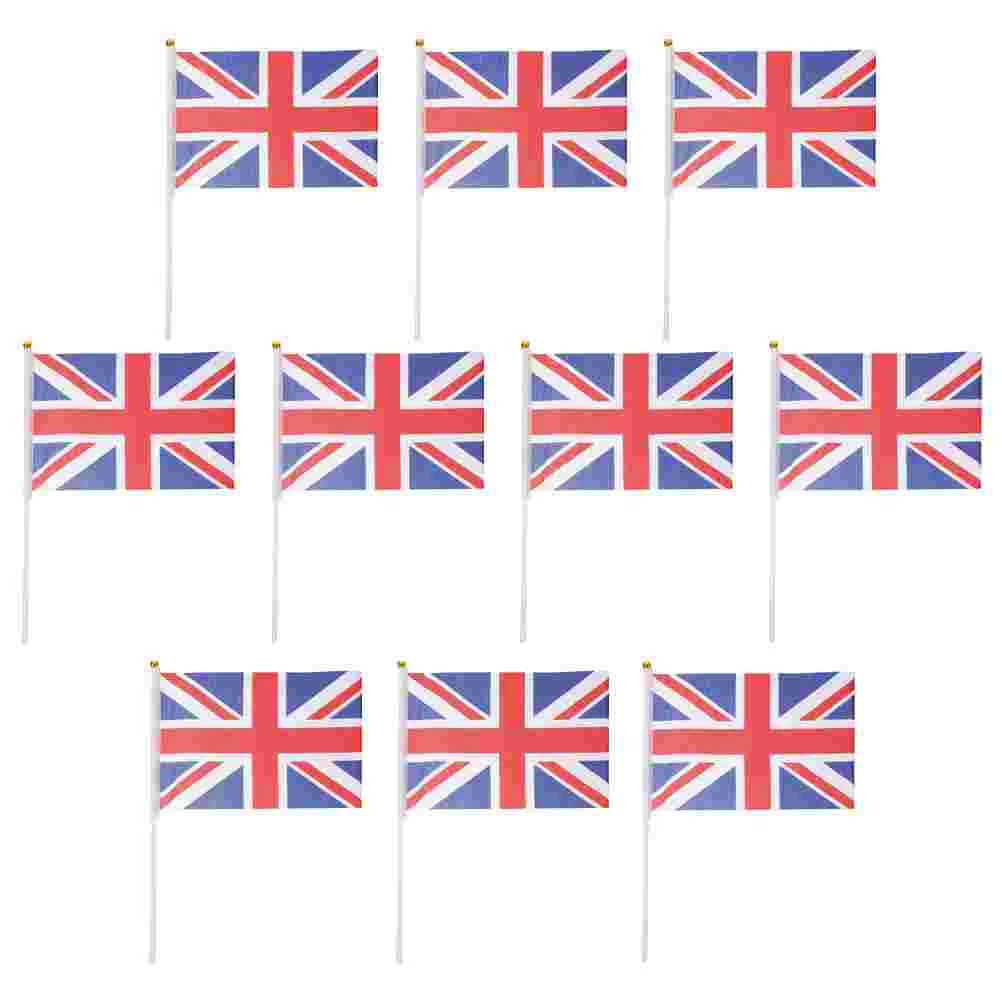 10 Uds. Banderas para exteriores, decoraciones de tela de Union Jack de mano para fiesta ondeante de Gran Bretaña