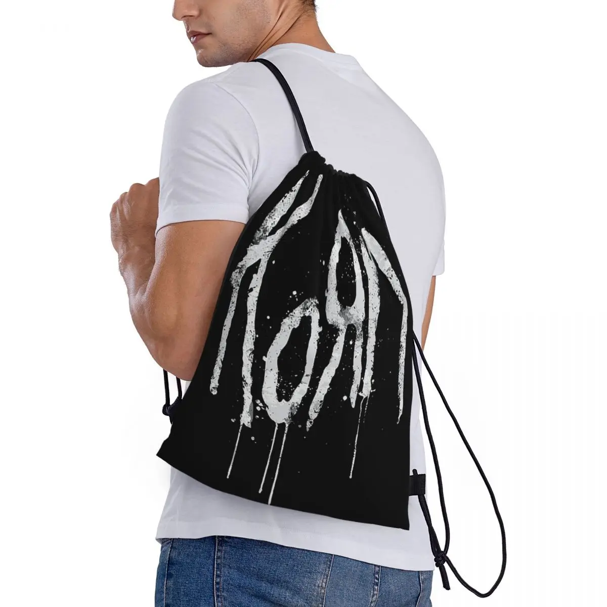 

Korn Band Rock Metal Music Backpacks Portable Drawstring Bags Shoes Bag Book Bags for Travel Students